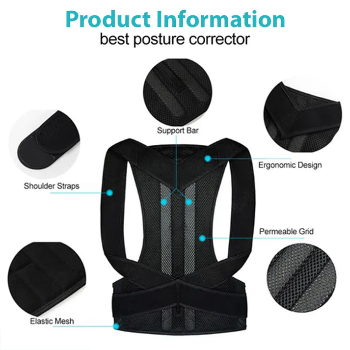 Back Pain Relief Shoulder Back Support Belt | Posture Corrector Belt For Men & Women